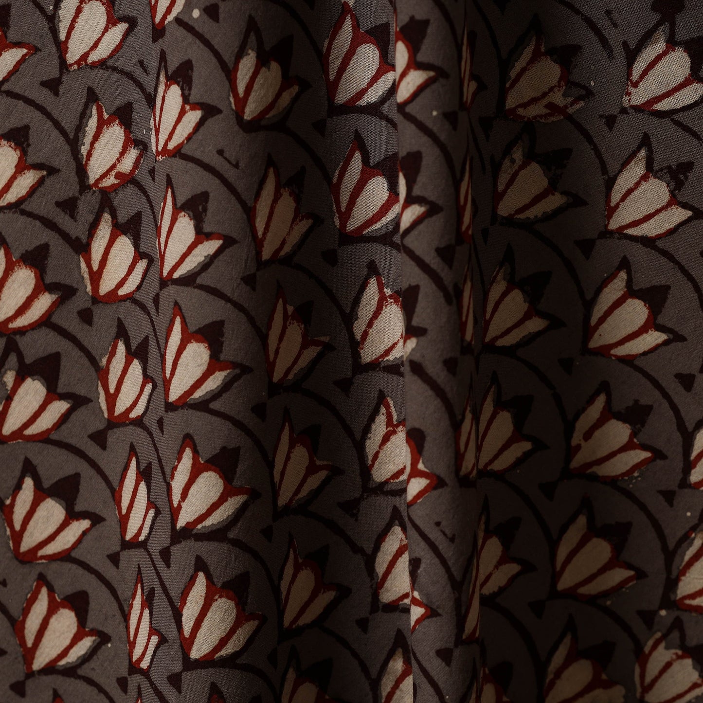 Brown - natural dyed cotton nandana fabric 11 - handcrafted