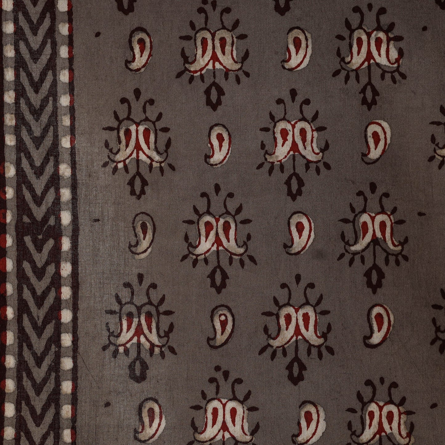 Brown - natural dyed cotton nandana fabric 13 - handcrafted