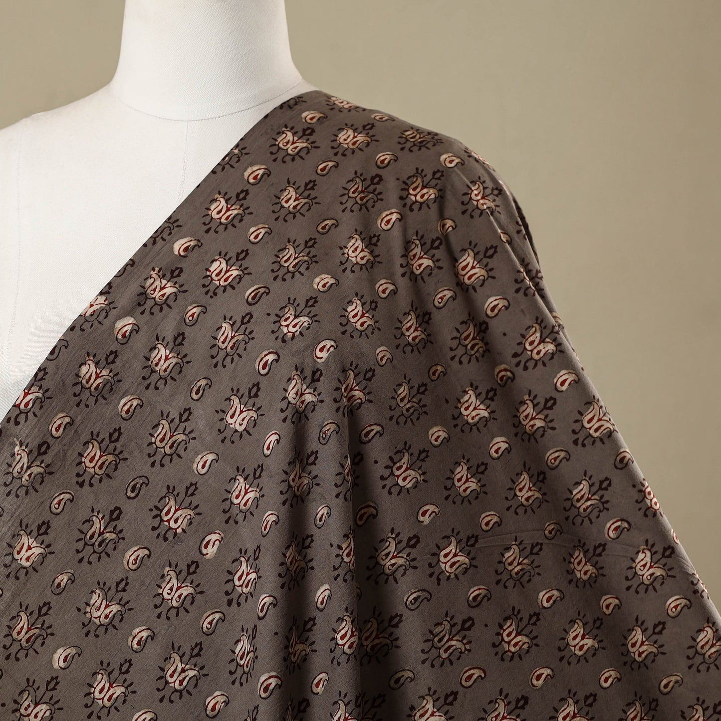 Brown - natural dyed cotton nandana fabric 13 - handcrafted