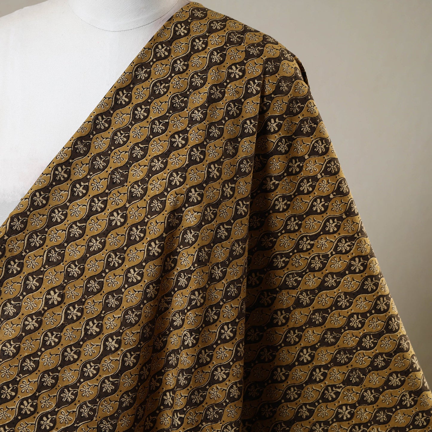 Brown - natural dyed cotton pedana kalamkari fabric 02