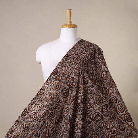 Brown - natural dyed cotton pedana kalamkari fabric 03