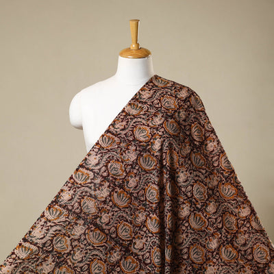 Brown - natural dyed cotton pedana kalamkari fabric 03
