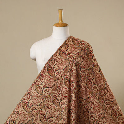 Brown - natural dyed cotton pedana kalamkari fabric 08