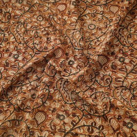 Brown Natural Dyed Block Print Cotton Pedana Kalamkari Fabric