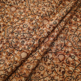 Brown Natural Dyed Block Print Cotton Pedana Kalamkari Fabric
