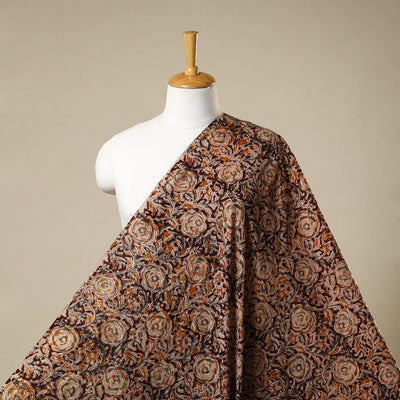 Brown - natural dyed cotton pedana kalamkari fabric 11