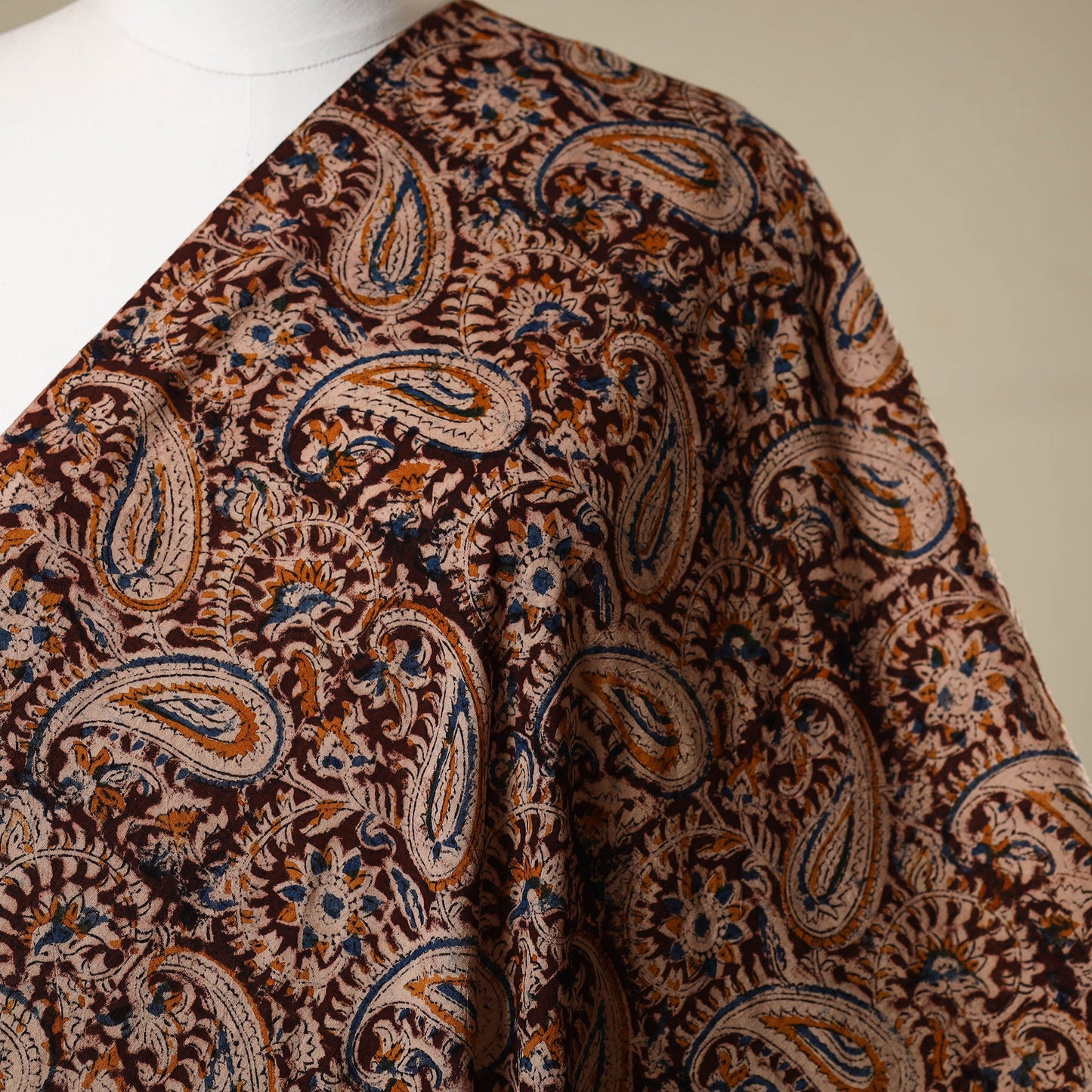 Brown - natural dyed cotton pedana kalamkari fabric 12