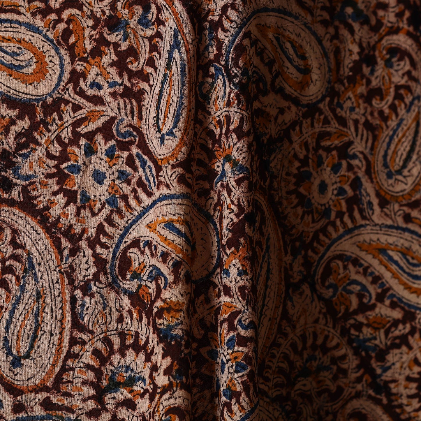 Brown - natural dyed cotton pedana kalamkari fabric 12