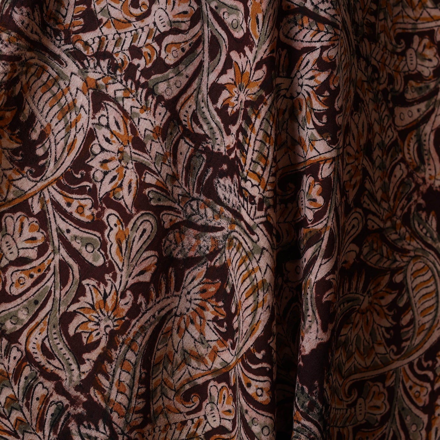 Brown - natural dyed cotton pedana kalamkari fabric 14