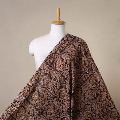 Brown - natural dyed cotton pedana kalamkari fabric 14