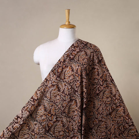 Brown - natural dyed cotton pedana kalamkari fabric 14
