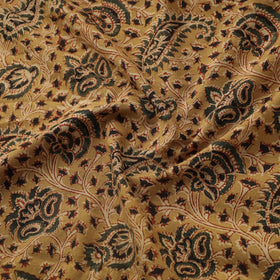 Brown Natural Dyed Block Print Cotton Pedana Kalamkari Fabric
