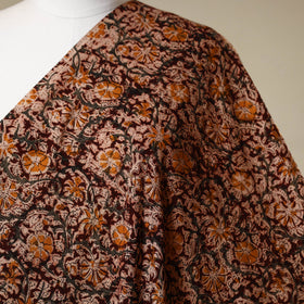 Brown - natural dyed cotton pedana kalamkari fabric 27
