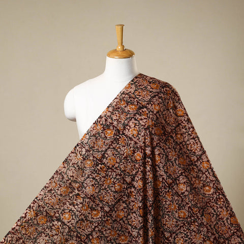 Brown - natural dyed cotton pedana kalamkari fabric 27