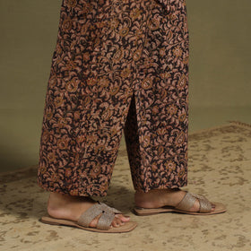 Brown Natural Dyed Block Print Cotton Pedana Kalamkari Co-ord Set