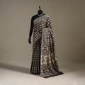 Brown - natural dyed cotton pipad saree 06 - handcrafted