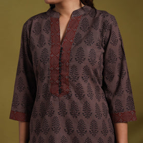 Brown - natural dyed cotton short bagh kurta 04