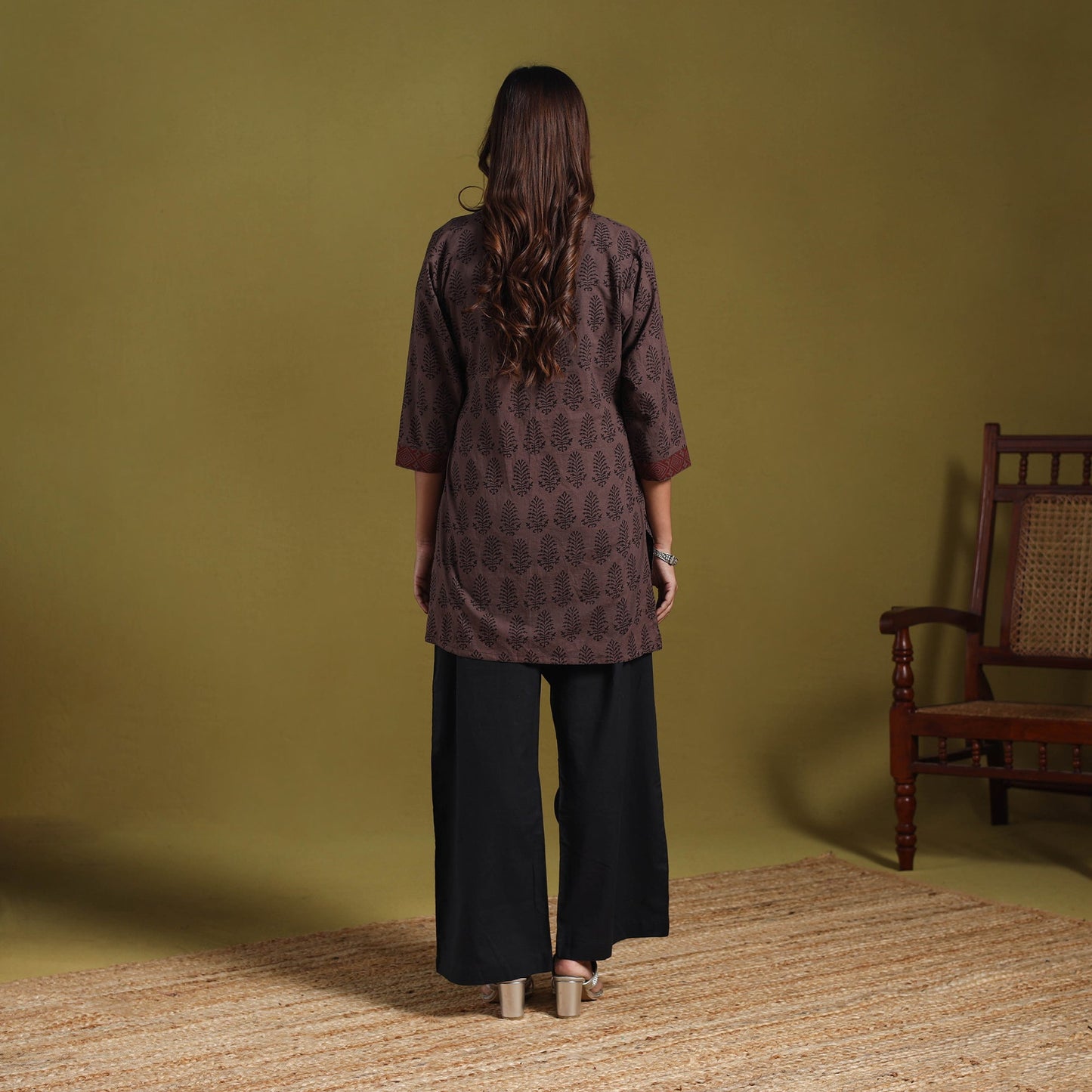 Brown - natural dyed cotton short bagh kurta 04