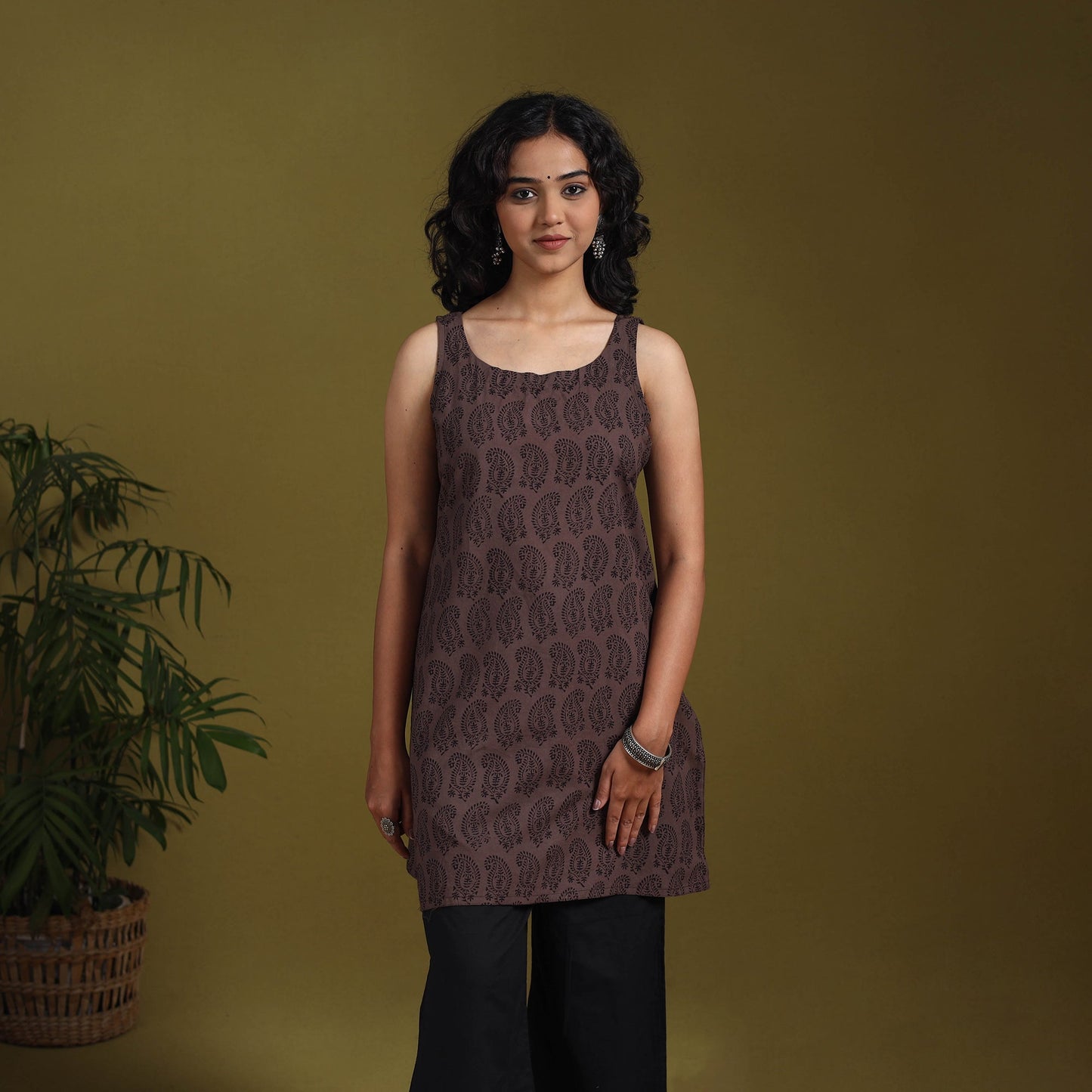 Brown - natural dyed cotton short bagh kurta 16