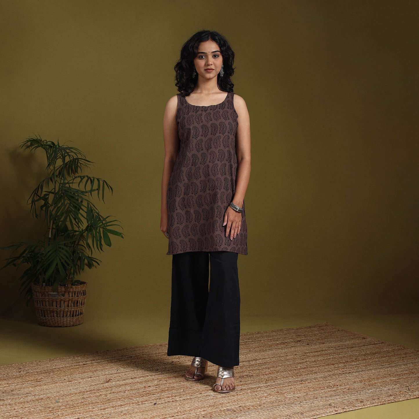 Brown - natural dyed cotton short bagh kurta 16