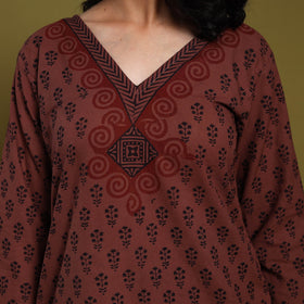 Brown - natural dyed cotton straight bagh kurta 08