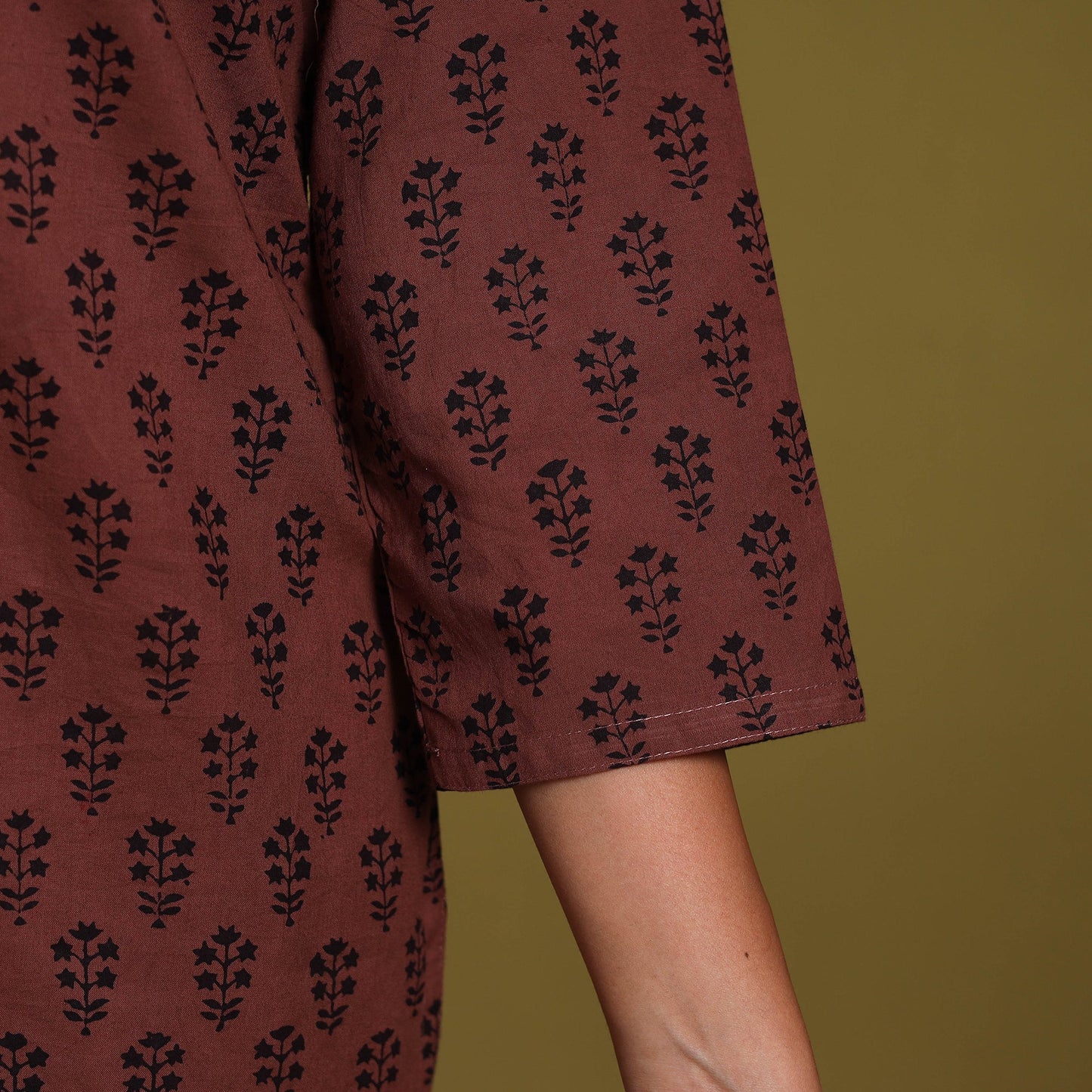 Brown - natural dyed cotton straight bagh kurta 08