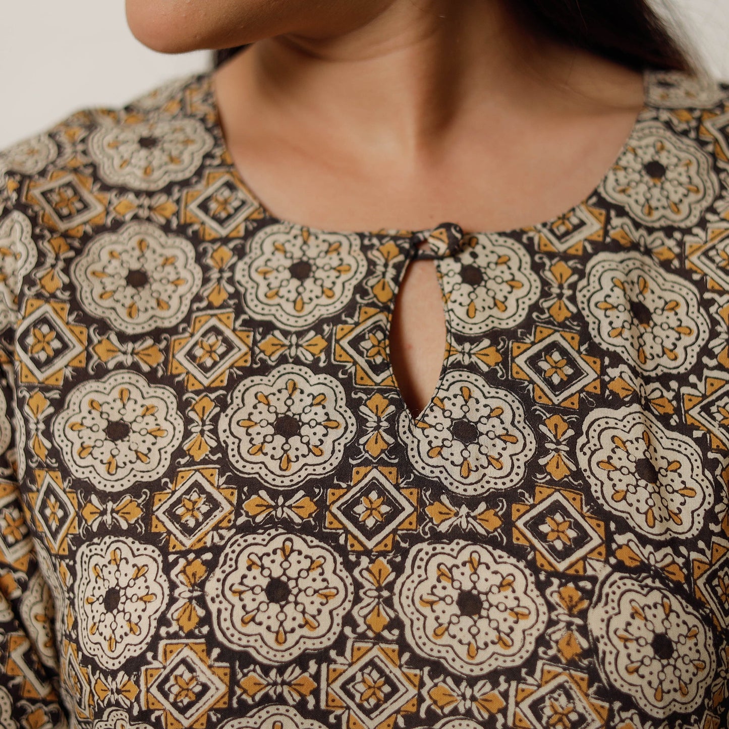 Bagru Hand Block Printed Cotton Straight Long Kurta for Women