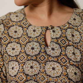 Bagru Hand Block Printed Cotton Straight Long Kurta for Women