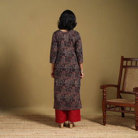 Brown - natural dyed cotton straight hand kurta 22