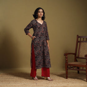 Brown - natural dyed cotton straight hand kurta 22