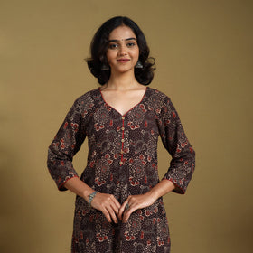 Brown - natural dyed cotton straight hand kurta 22