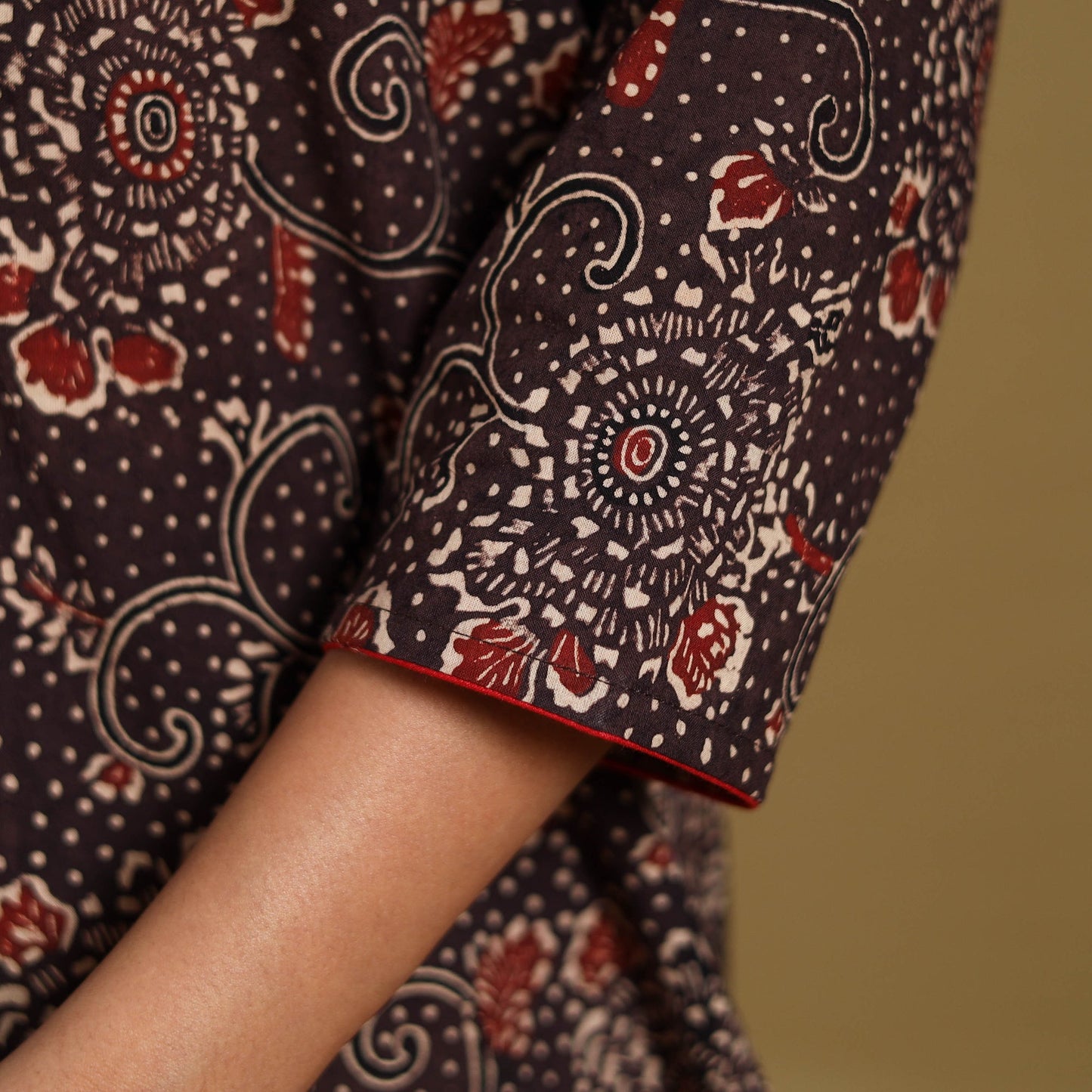 Brown - natural dyed cotton straight hand kurta 22