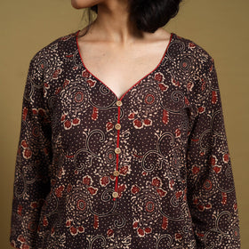 Brown - natural dyed cotton straight hand kurta 22