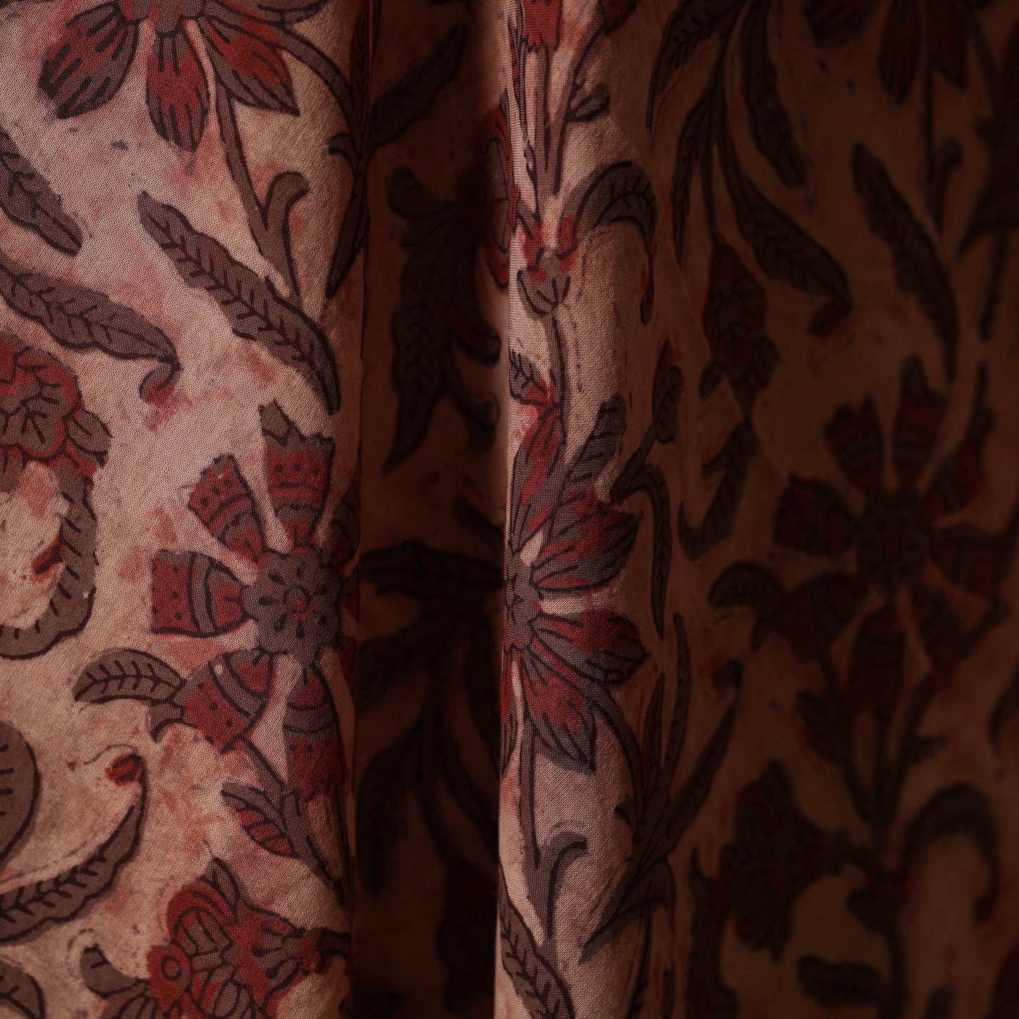 Natural dyed cotton vanaspati bagru fabric 05 - handcrafted