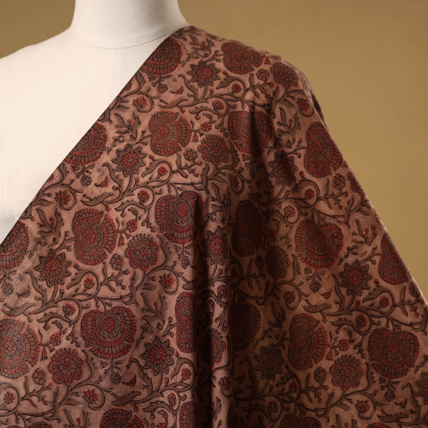 Natural dyed cotton vanaspati bagru fabric 07 - handcrafted