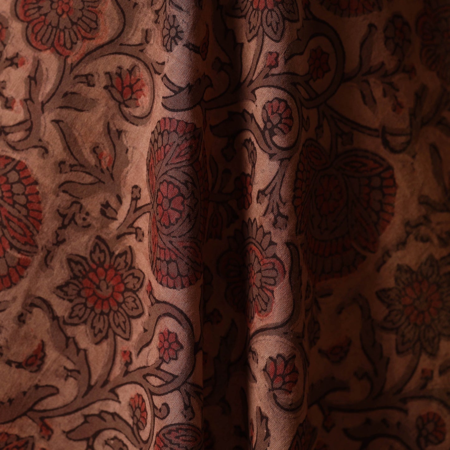 Natural dyed cotton vanaspati bagru fabric 07 - handcrafted