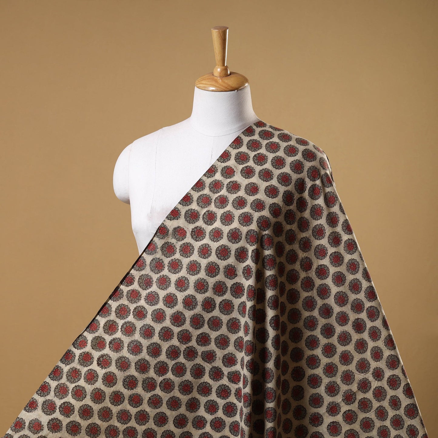 Brown - natural dyed cotton vanaspati bagru fabric 08