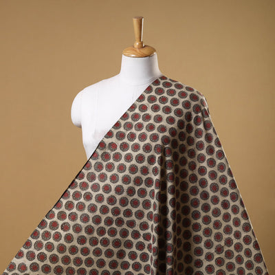 Brown - natural dyed cotton vanaspati bagru fabric 08