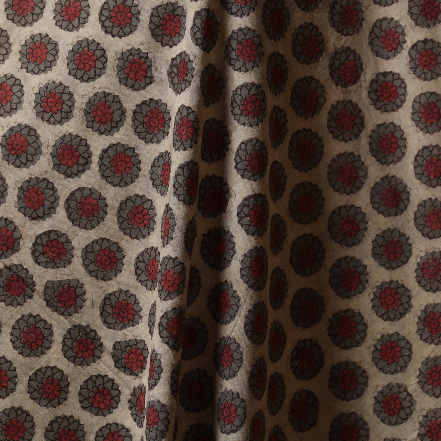 Brown - natural dyed cotton vanaspati bagru fabric 08