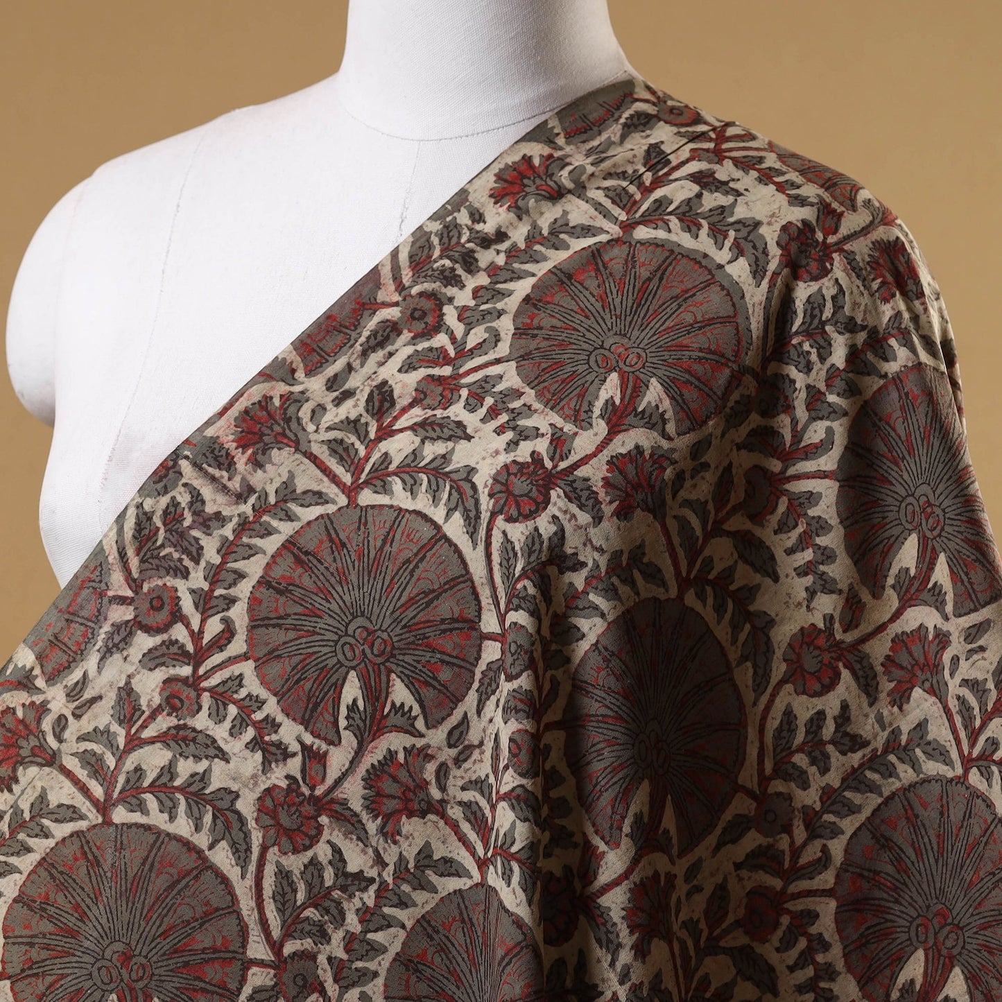 Brown - natural dyed cotton vanaspati bagru fabric 09