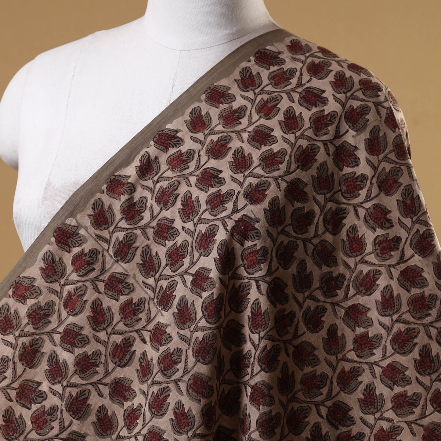 Brown - natural dyed cotton vanaspati bagru fabric 15