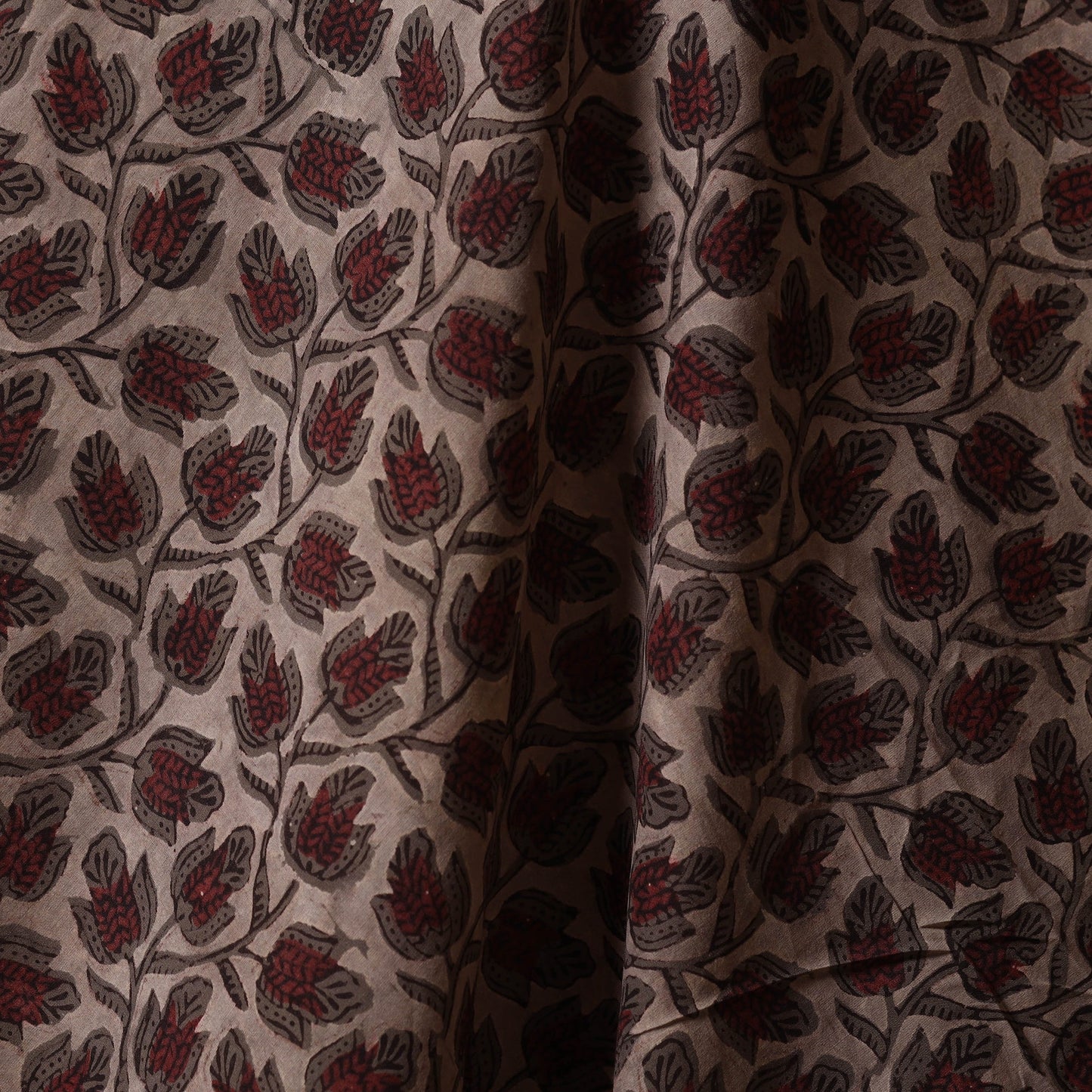 Brown - natural dyed cotton vanaspati bagru fabric 15