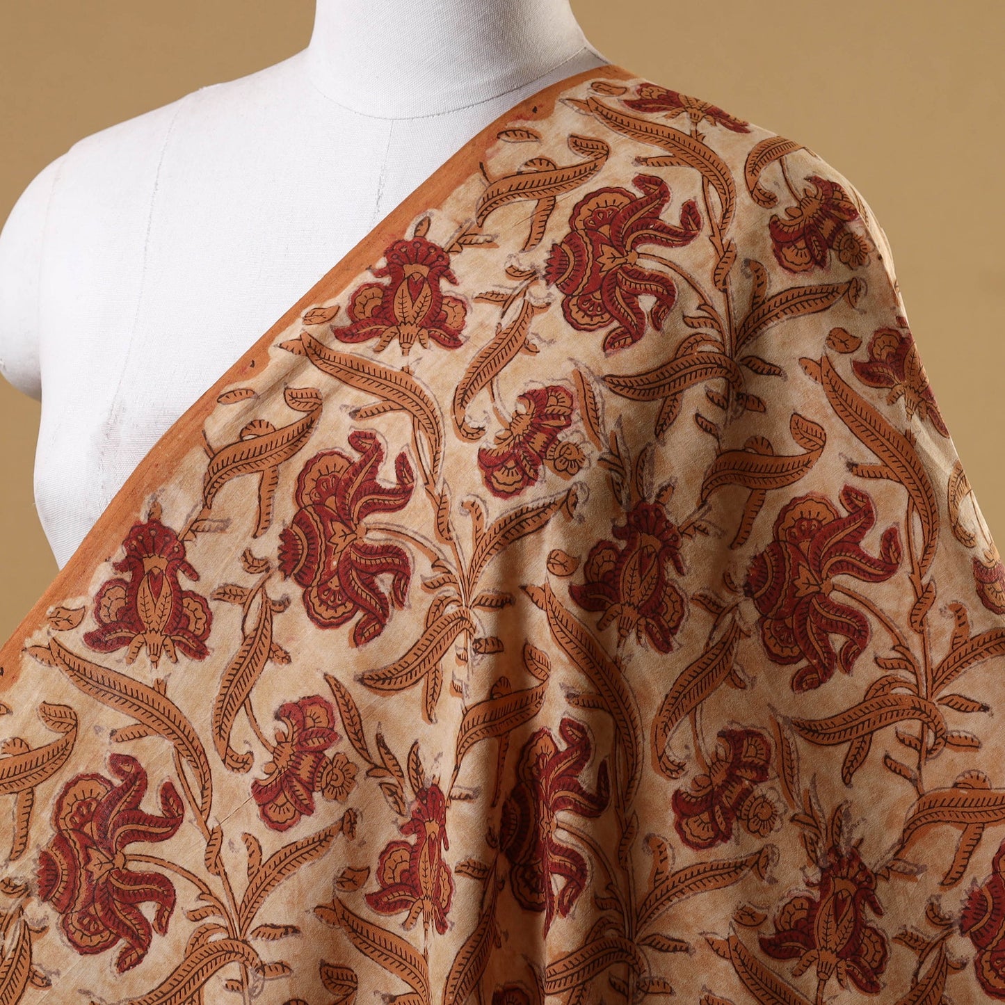 Brown - natural dyed cotton vanaspati bagru fabric 16
