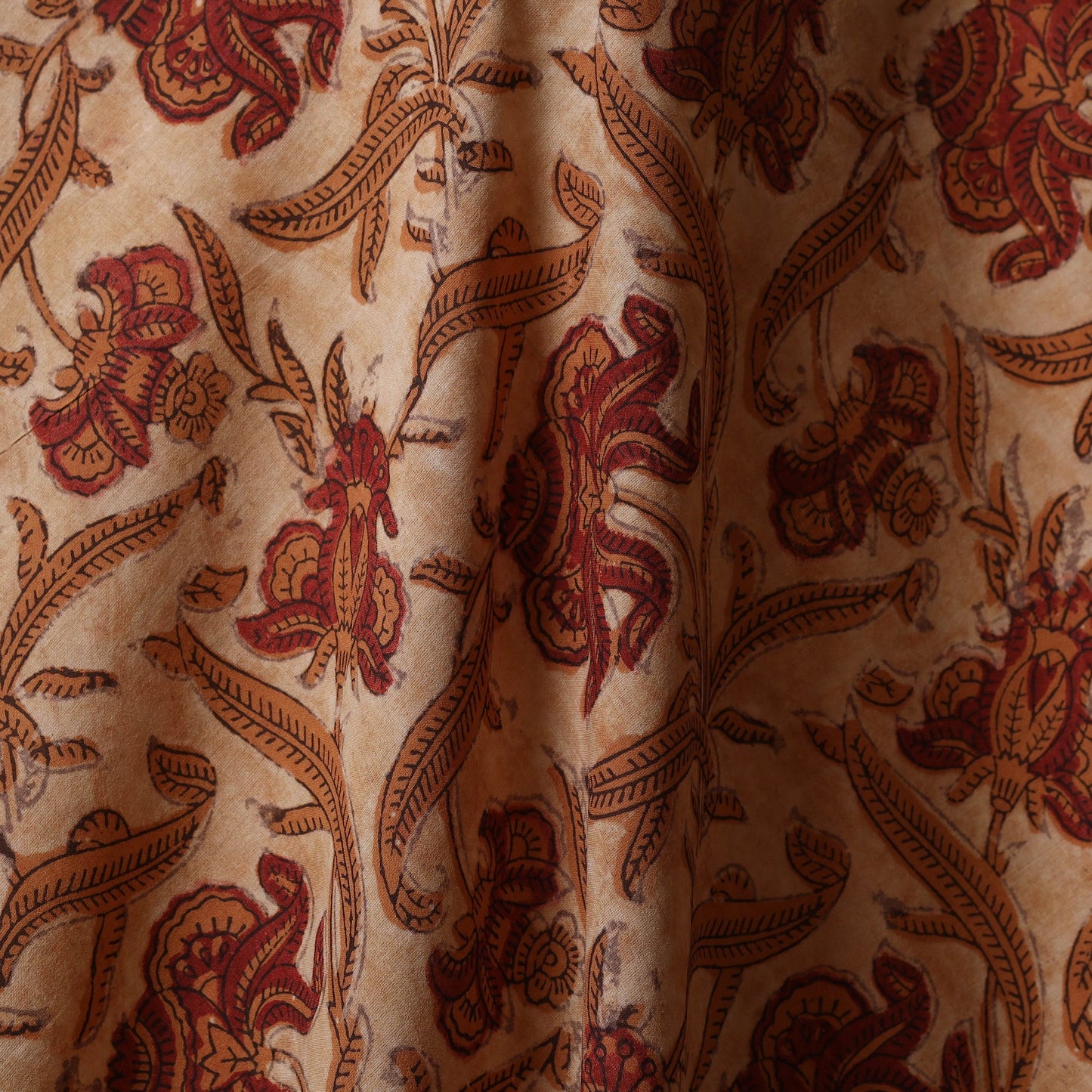 Brown - natural dyed cotton vanaspati bagru fabric 16