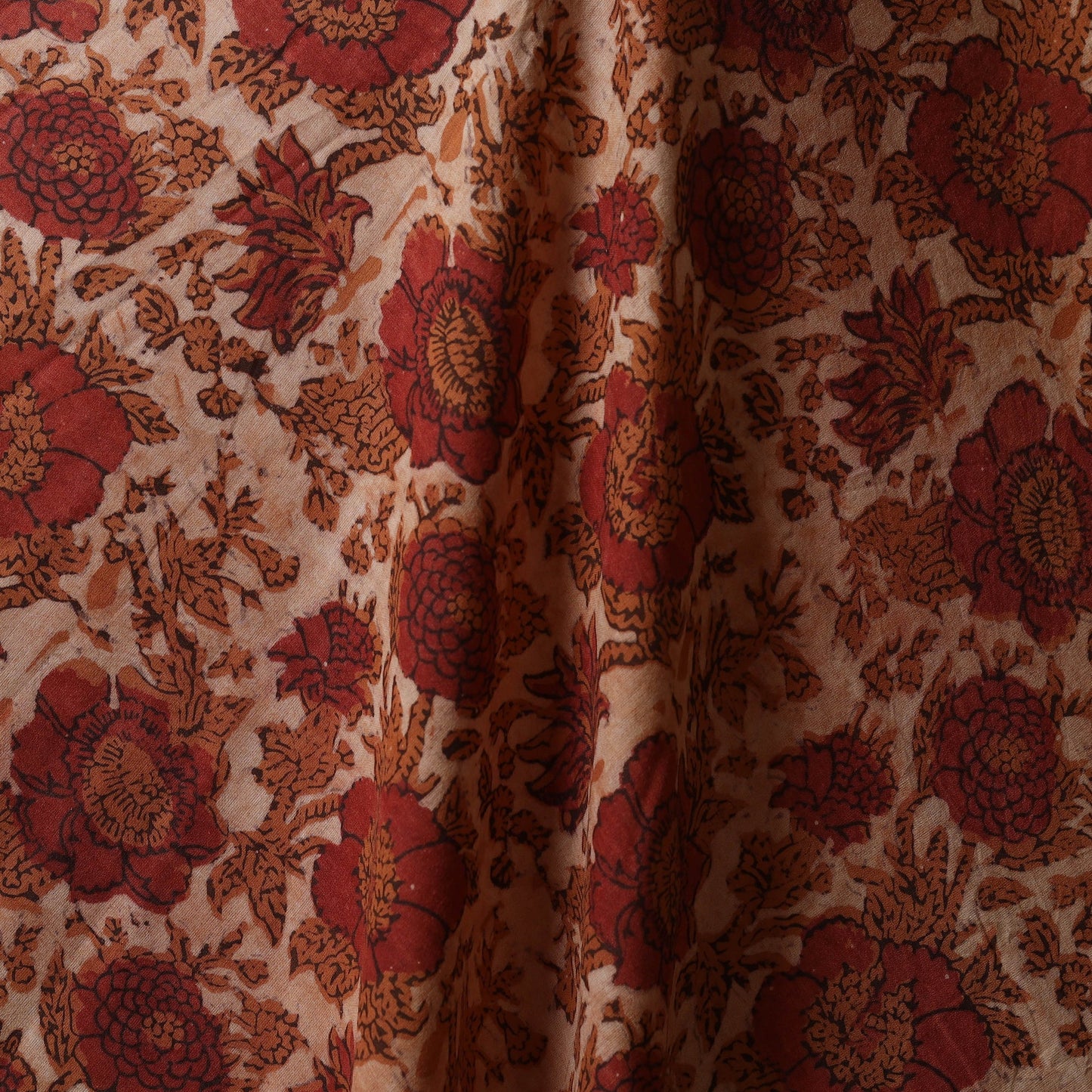 Brown - natural dyed cotton vanaspati bagru fabric 19