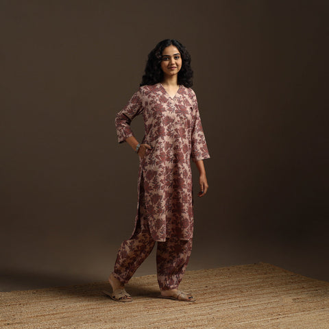 Brown - natural dyed cotton vanaspati bagru co-ord set 02