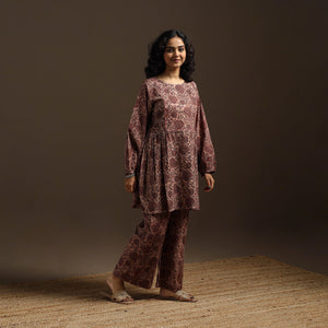 Brown - natural dyed cotton vanaspati bagru co-ord set 06