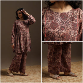 Brown - natural dyed cotton vanaspati bagru co-ord set 06