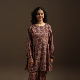 Brown - natural dyed cotton vanaspati bagru co-ord set 06
