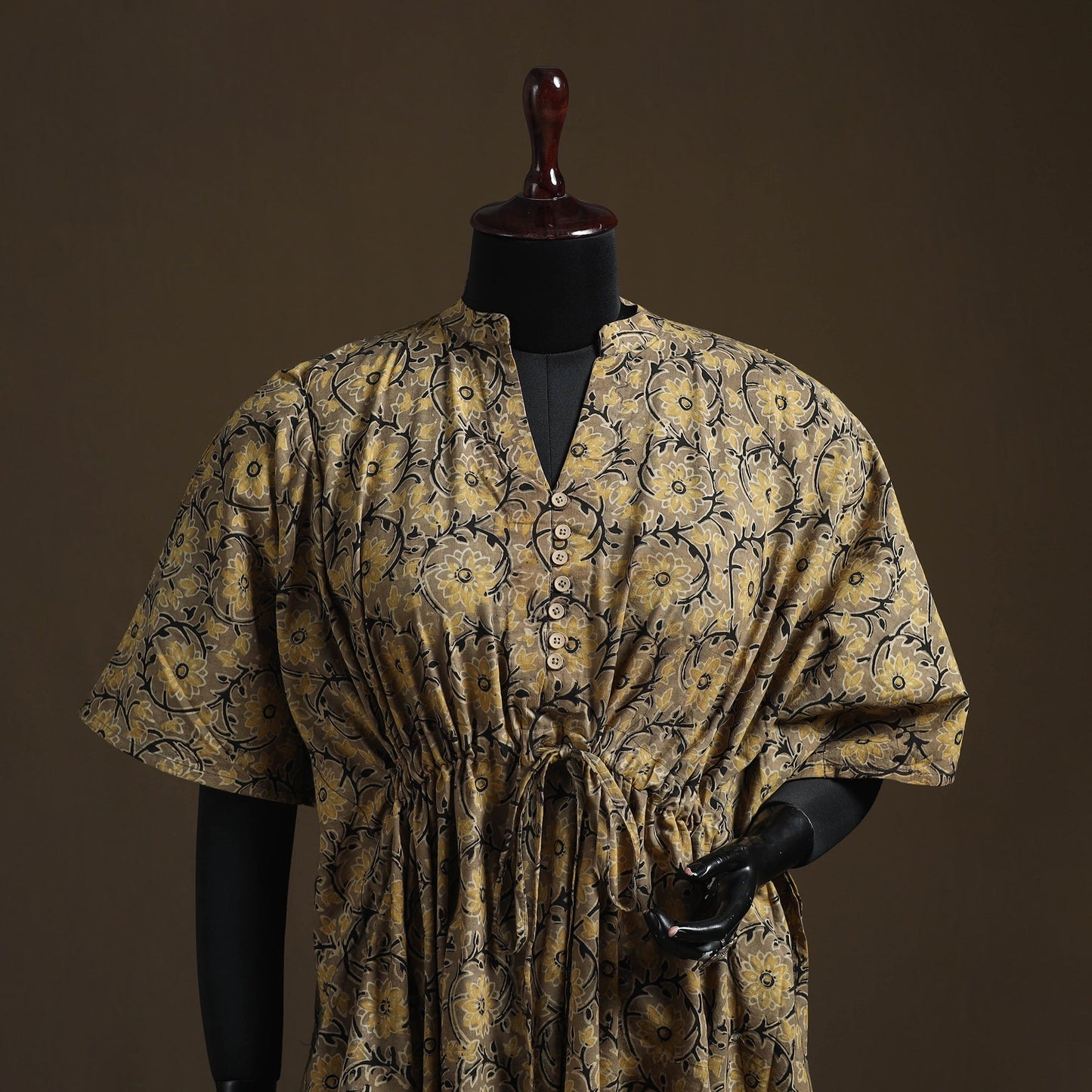 Natural dyed hand block ajrakh print cotton kaftan (short)